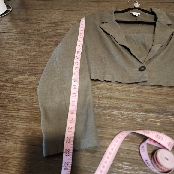 Melrose and Market Crop Linen Blend Blazer NWT Green XL - Picture 8 of 11